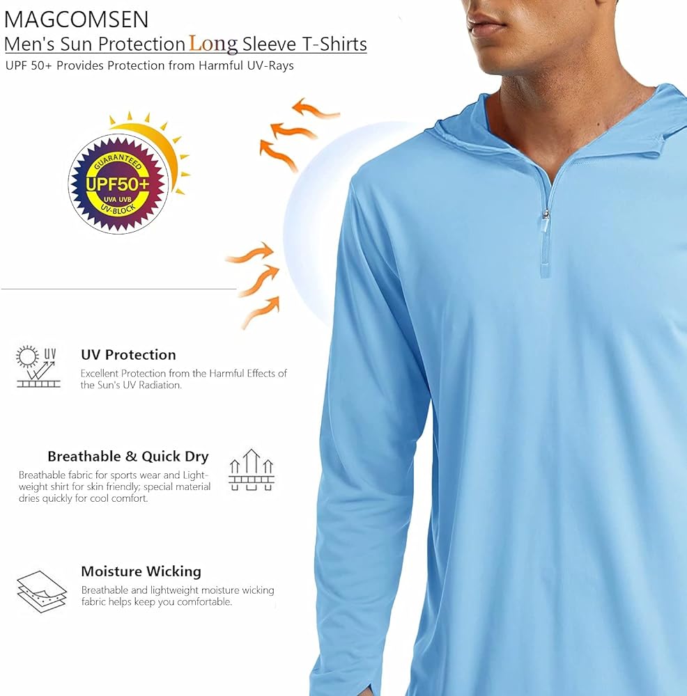 Amazon.com: SPF Shirts Men Long Sleeve Workout Shirts for Men Sun Shirts  1/4 Zipper Uv Protection Quick Dry Shirts UPF 50+ Performance Shirts Sun  Protection T-Shirts Fishing Shirts White Black : Clothing,