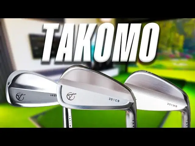 Three Takomo golf clubs, labeled 301MB and 301CB, are displayed against a blurred background with the brand name prominently visible.